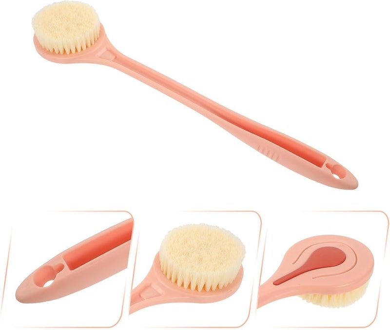 Pink Long Handle Back Scrubber Bath Brush with Soft Bristles Body Exfoliating Tool for Men and Women - Image 3